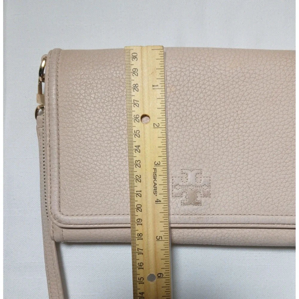 Tory Burch Thea Flat Wallet Crossbody Pebbled Leather Sweet Melon Bag